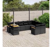 Salon de Jardin avec Coussins Canapés Patio 10 pcs Noir Résine Tressée vidaXL