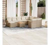 Salon de Jardin avec Coussins Canapés Patio 11 pcs Beige Résine Tressée vidaXL