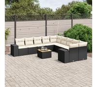 Salon de Jardin avec Coussins Canapés Patio 11 pcs Beige Résine Tressée vidaXL