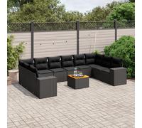 Salon de Jardin avec Coussins Canapés Patio 11 pcs Beige Résine Tressée vidaXL