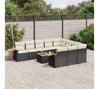Vidaxl Salon De Jardin 10 Pcs Avec Coussins Noir Résine Tressée