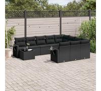 Salon de Jardin avec Coussins Canapés Patio 11 pcs Gris Résine Tressée vidaXL