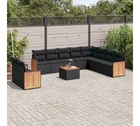 Salon de Jardin avec Coussins Canapés Patio 11 pcs Noir Résine Tressée vidaXL