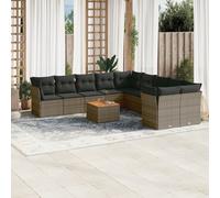 Salon de Jardin avec Coussins Canapés Patio 11 pcs Noir Résine Tressée vidaXL