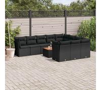 Salon de Jardin avec Coussins Canapés Patio 11 pcs Noir Résine Tressée vidaXL