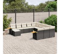 Salon de Jardin avec Coussins Canapés Patio 11 pcs Noir Résine Tressée vidaXL