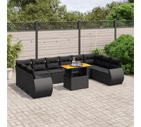 Vidaxl Salon De Jardin 11 Pcs Avec Coussins Noir Résine Tressée