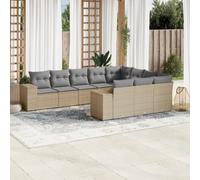 Salon de Jardin avec Coussins Canapés Patio 11 pcs Noir Résine Tressée vidaXL