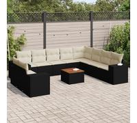 Salon de Jardin avec Coussins Canapés Patio 11 pcs Noir Résine Tressée vidaXL
