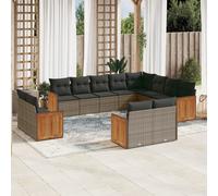 vidaXL Ensemble de salon de jardin 12 pièces avec coussins Gris Poly rotin
