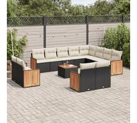 vidaXL Ensemble de 12 canapés de jardin avec coussins noir poly rotin
