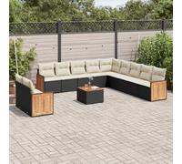 Salon de Jardin avec Coussins 12 pcs, Canapés de Terrasse, Ensemble de Meubles de Patio, Mobilier d'Extérieur, Noir 3227813