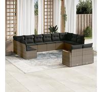 Salon de jardin modulable resine tressee gris 2 pieces 12 personnes