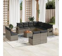 Salon de Jardin avec Coussins Canapés Patio 12 pcs Gris Résine Tressée vidaXL