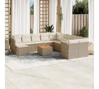 Vidaxl Salon De Jardin Avec Coussins 12 Pcs Beige Résine Tressée