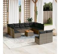 Salon de Jardin avec Coussins Canapés Patio 12 pcs Noir Résine Tressée vidaXL