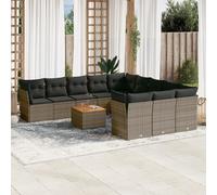 Salon de Jardin avec Coussins Canapés Patio 12 pcs Noir Résine Tressée vidaXL