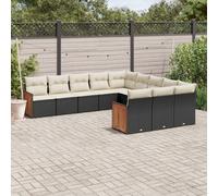 vidaXL Ensemble de 12 canapés de jardin avec coussins noir poly rotin