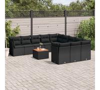 Salon de Jardin avec Coussins Canapés Patio 12 pcs Noir Résine Tressée vidaXL