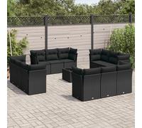 Salon de Jardin avec Coussins Canapés Patio 13 pcs Noir Résine Tressée vidaXL