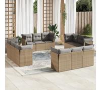 Salon de jardin modulable resine tressee beige 13 pieces x 179 x 69 12 personnes