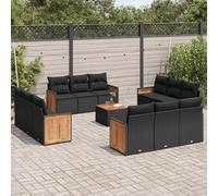 Vidaxl Salon De Jardin 12 Pcs Avec Coussins Noir Résine Tressée