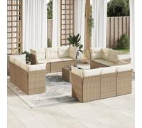 Salon de Jardin avec Coussins Canapés Patio 13 pcs Noir Résine Tressée vidaXL