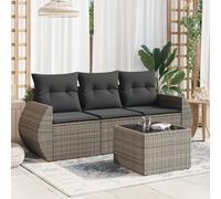 Vidaxl Salon De Jardin 4 Pcs Avec Coussins Gris Résine Tressée