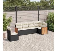 vidaXL Ensemble de salon de jardin 7 pièces avec coussins noir poly rotin