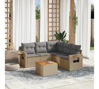 Salon de Jardin avec Coussins Canapés Patio 6 pcs Beige Résine Tressée vidaXL