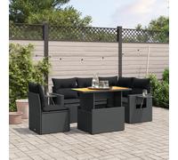 vidaXL Salon de Jardin 6 pcs avec Coussins Noir résine tressée