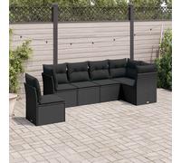 Salon de Jardin avec Coussins Canapés Patio 6 pcs Noir Résine Tressée vidaXL
