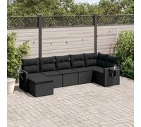 Salon de Jardin avec Coussins Canapés Patio 7 pcs Beige Résine Tressée vidaXL