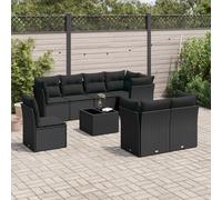 Vidaxl Salon De Jardin 9 Pcs Avec Coussins Noir Résine Tressée