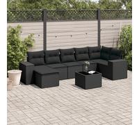 Vidaxl Salon De Jardin 8 Pcs Avec Coussins Noir Résine Tressée