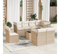 Vidaxl Salon De Jardin Avec Coussins 8 Pcs Beige Résine Tressée