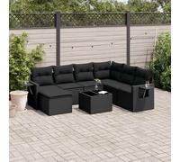 Vidaxl Salon De Jardin 8 Pcs Avec Coussins Noir Résine Tressée