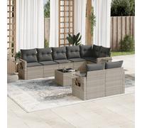 Vidaxl Salon De Jardin 9 Pcs Avec Coussins Gris Clair Résine Tressée