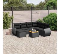 vidaXL 8-delige Loungeset met kussens poly rattan zwart3257448 G