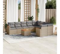 Salon de Jardin avec Coussins Canapés Patio 9 pcs Beige Résine Tressée vidaXL