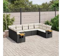 Salon de Jardin avec Coussins 10 pcs, Canapés de Terrasse, Ensemble de Meubles de Patio, Mobilier d'Extérieur, Noir 3227120