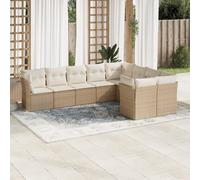 Salon de Jardin avec Coussins Meubles Patio 10 pcs Beige Résine Tressée vidaXL