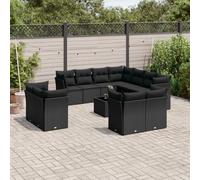 12-delige Loungeset met kussens poly rattan zwart3250354