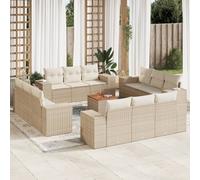 Salon de Jardin avec Coussins Meubles Patio 13 pcs Beige Résine Tressée vidaXL