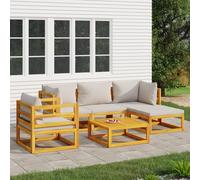 Salon de Jardin avec Coussins Meubles Patio 4 pcs Gris Clair Bois Massif vidaXL
