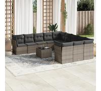 Salon de Jardin avec Coussins Meubles Terrasse 11 pcs Noir Résine Tressée vidaXL