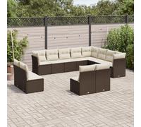 Salon de Jardin avec Coussins Meubles Terrasse 12pcs Beige Résine Tressée vidaXL