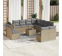 Salon de Jardin avec Coussins Meubles Terrasse 12pcs Beige Résine Tressée vidaXL