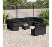 Vidaxl Salon De Jardin Avec Coussins 13 Pcs Noir Résine Tressée