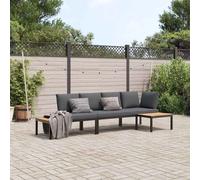 Vidaxl Salon De Jardin 3 Pcs Avec Coussins Noir Aluminium